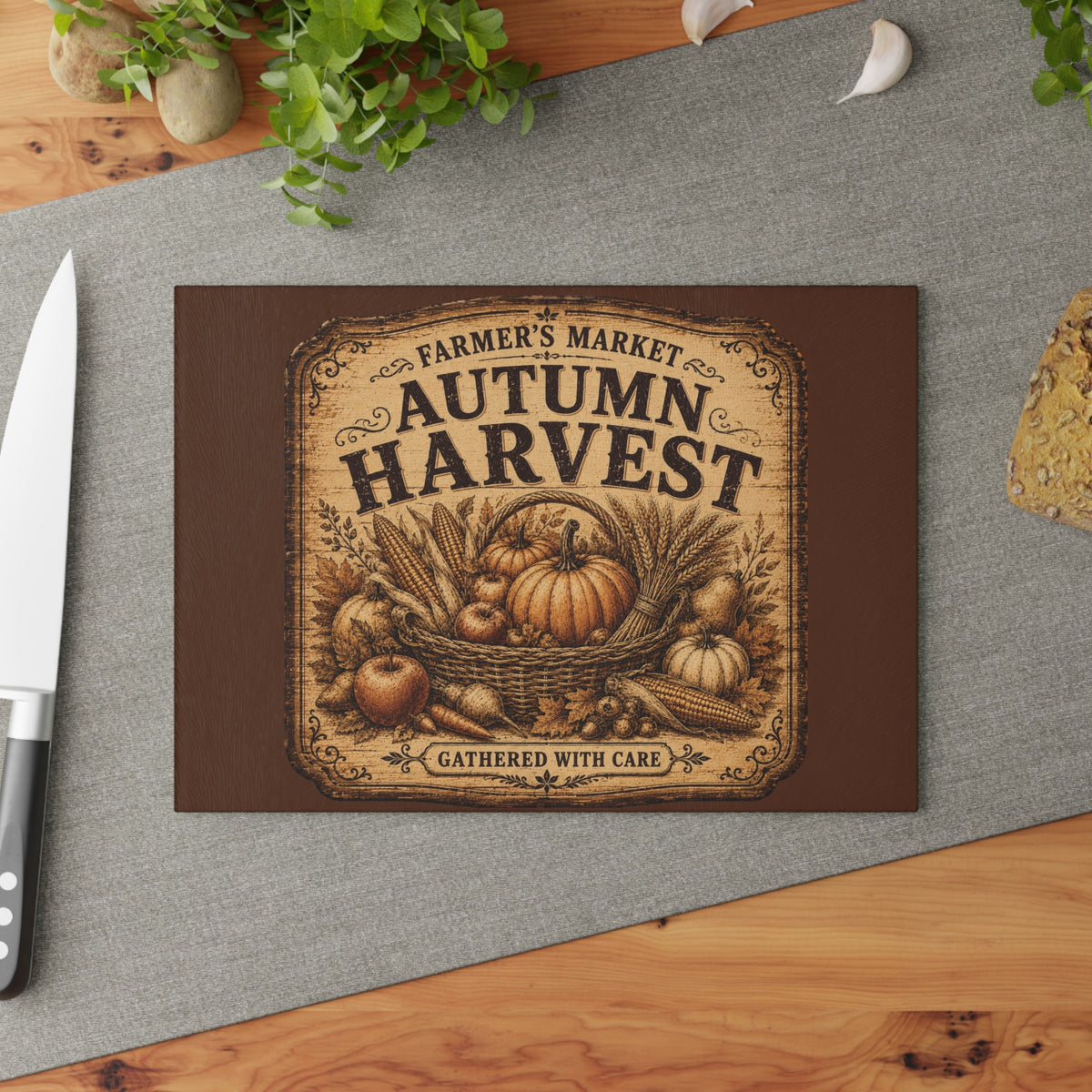 Old Mill Mercantile Autumn Harvest Glass Cutting Board