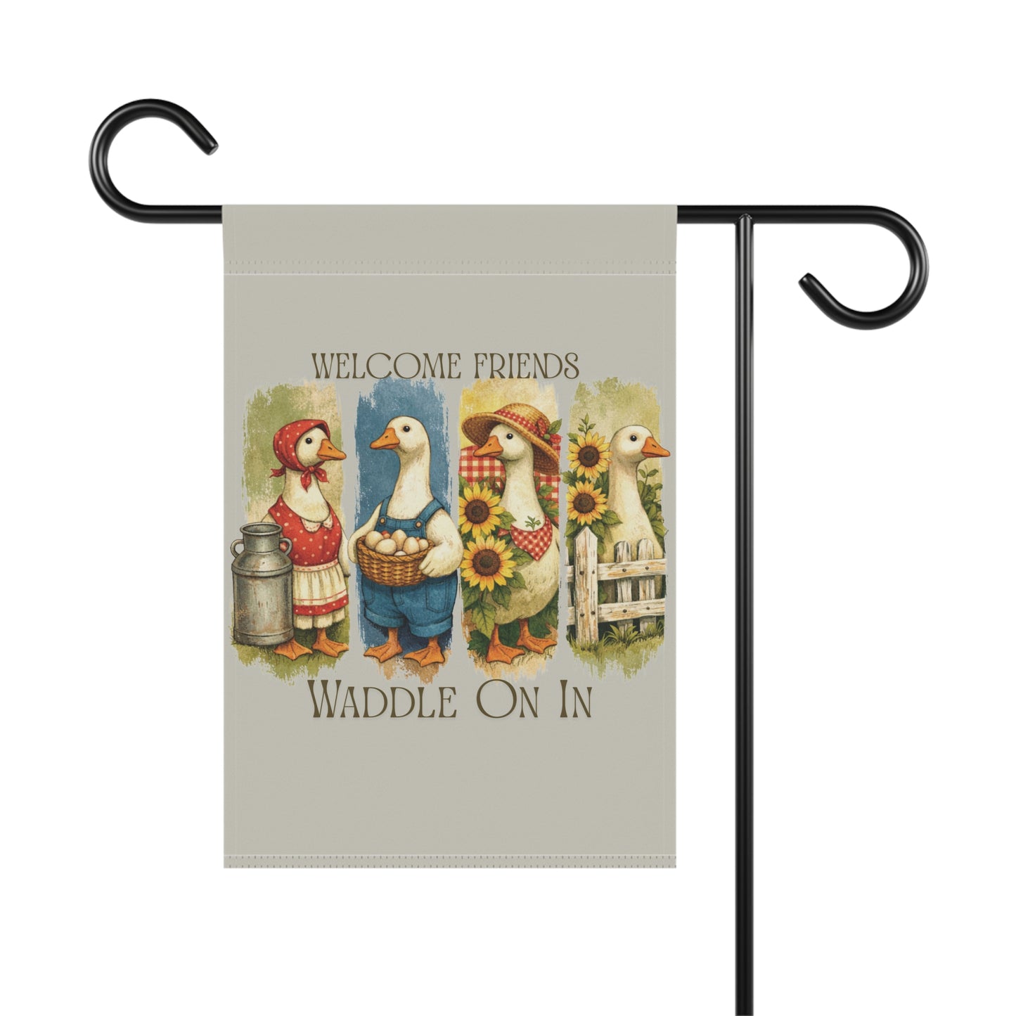 Welcome Friends Waddle On In Goose Garden Flag