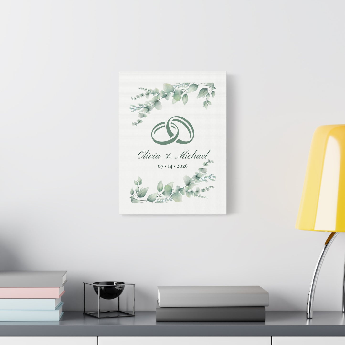 Personalized Interlocking Rings Canvas Wall Art