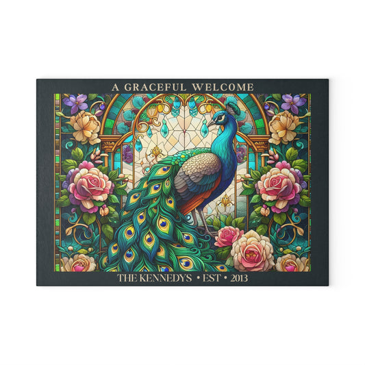 A Graceful Welcome Personalized Glass Cutting Board