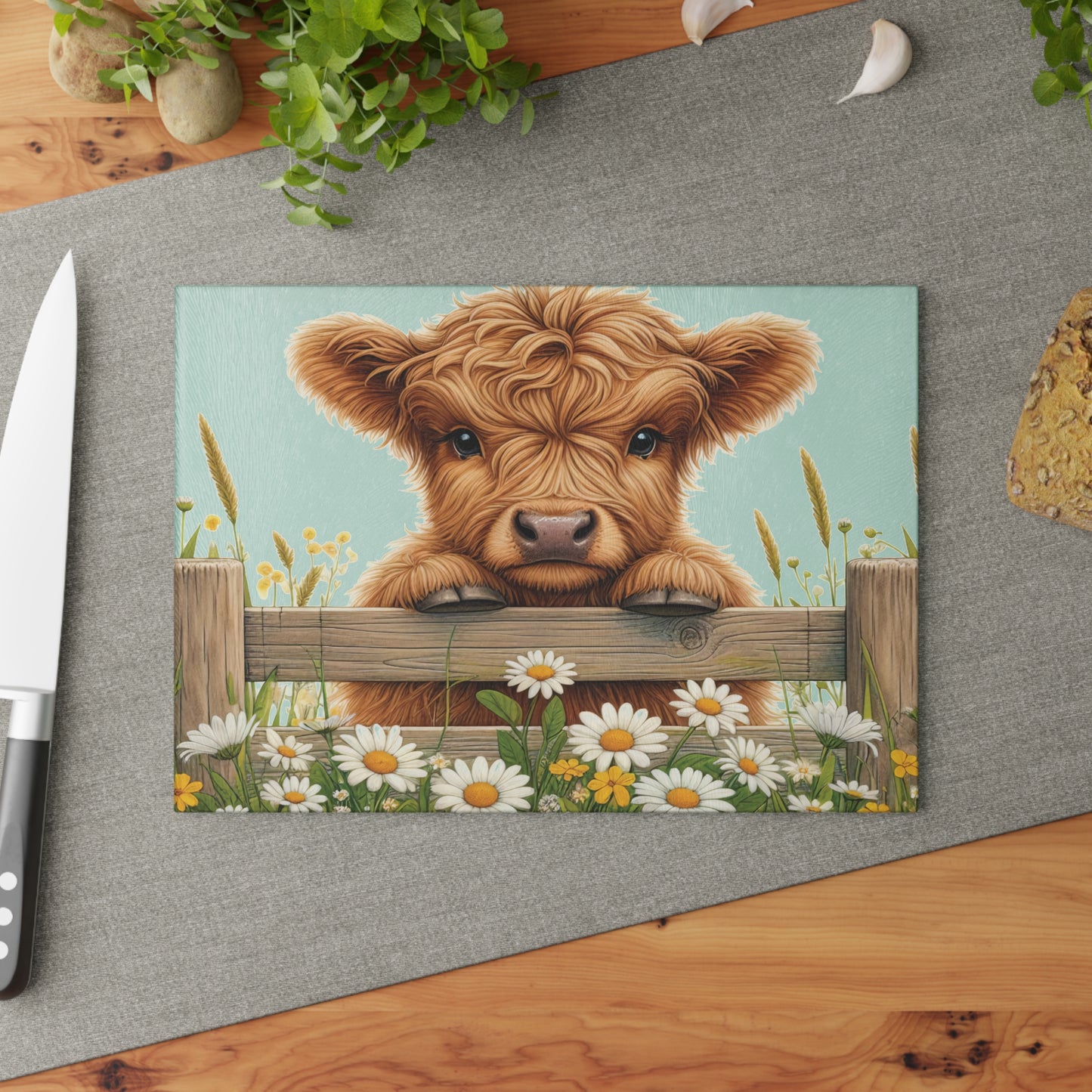 Highland Calf Glass Cutting Board