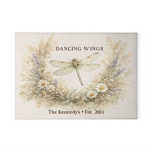 Dancing Wings Personalized Glass Cutting Board