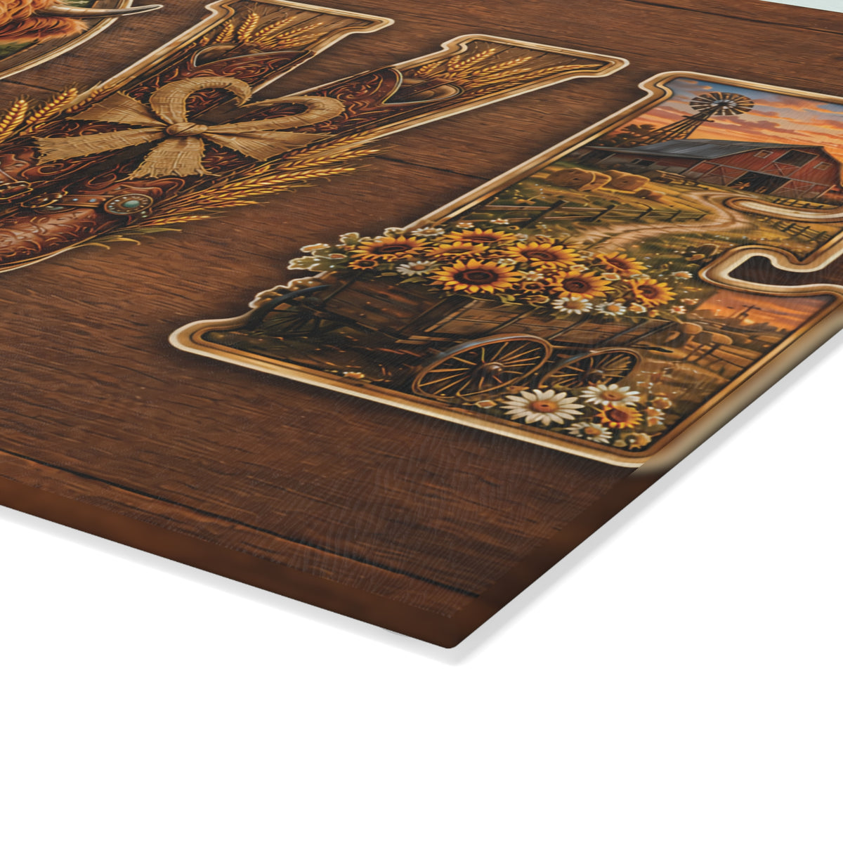 Western Love Glass Cutting Board