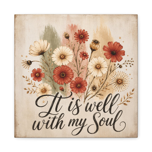 It Is Well With My Soul Floral Canvas Wall Art