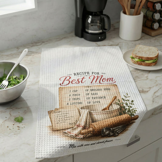 Recipe for Best Mom Waffle Weave Kitchen Towel