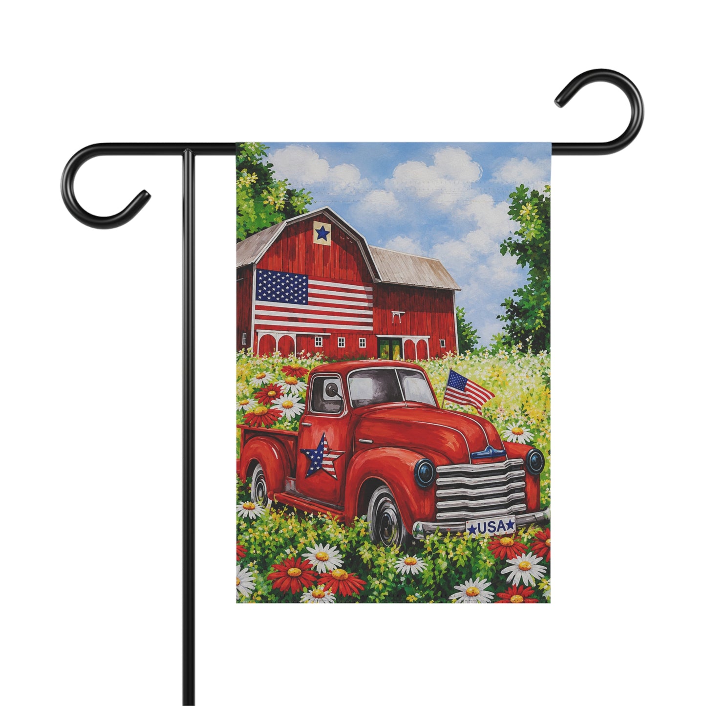 Red Truck & Barn Americana Garden Flag