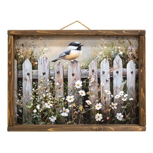 Finch on Spring Fence Framed Print