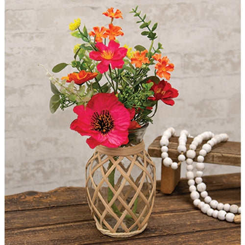 Rattan Wrapped Glass Vase