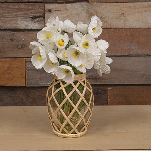 Rattan Wrapped Glass Vase
