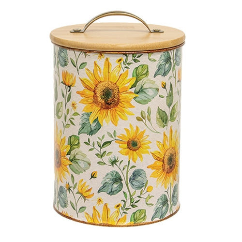 Sunflowers Canister with Wooden Lid