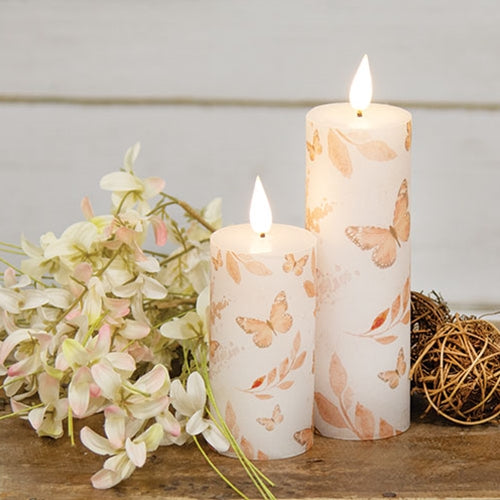 Apricot Breeze Butterfly Timer Pillar Candle