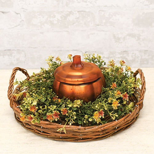 Round Willow Tray Basket with Handles