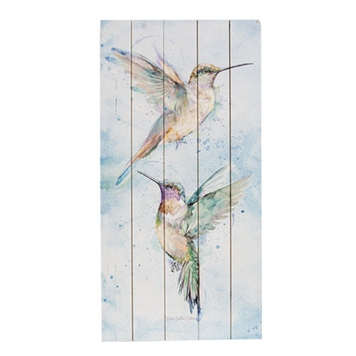 Watercolor Hummingbird Pair Slat Wall Art