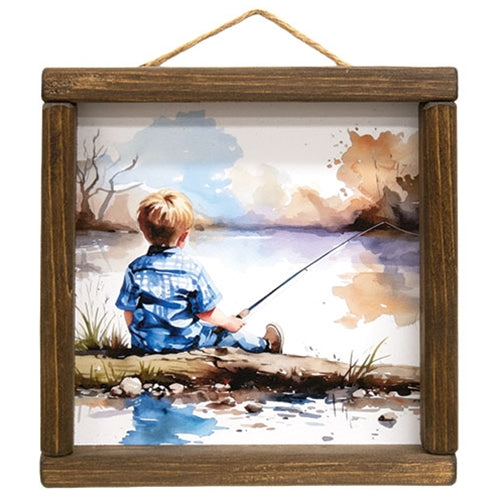Little Boy Fishing Framed Print