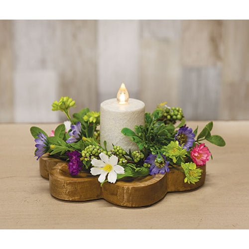 Carved Wooden Daisy Tray