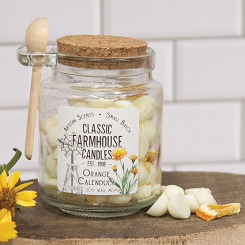 Orange Calendula Soy Gumdrop Melts Jar w/ Spoon