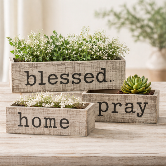 Blessed Rustic Wooden Decorative Box