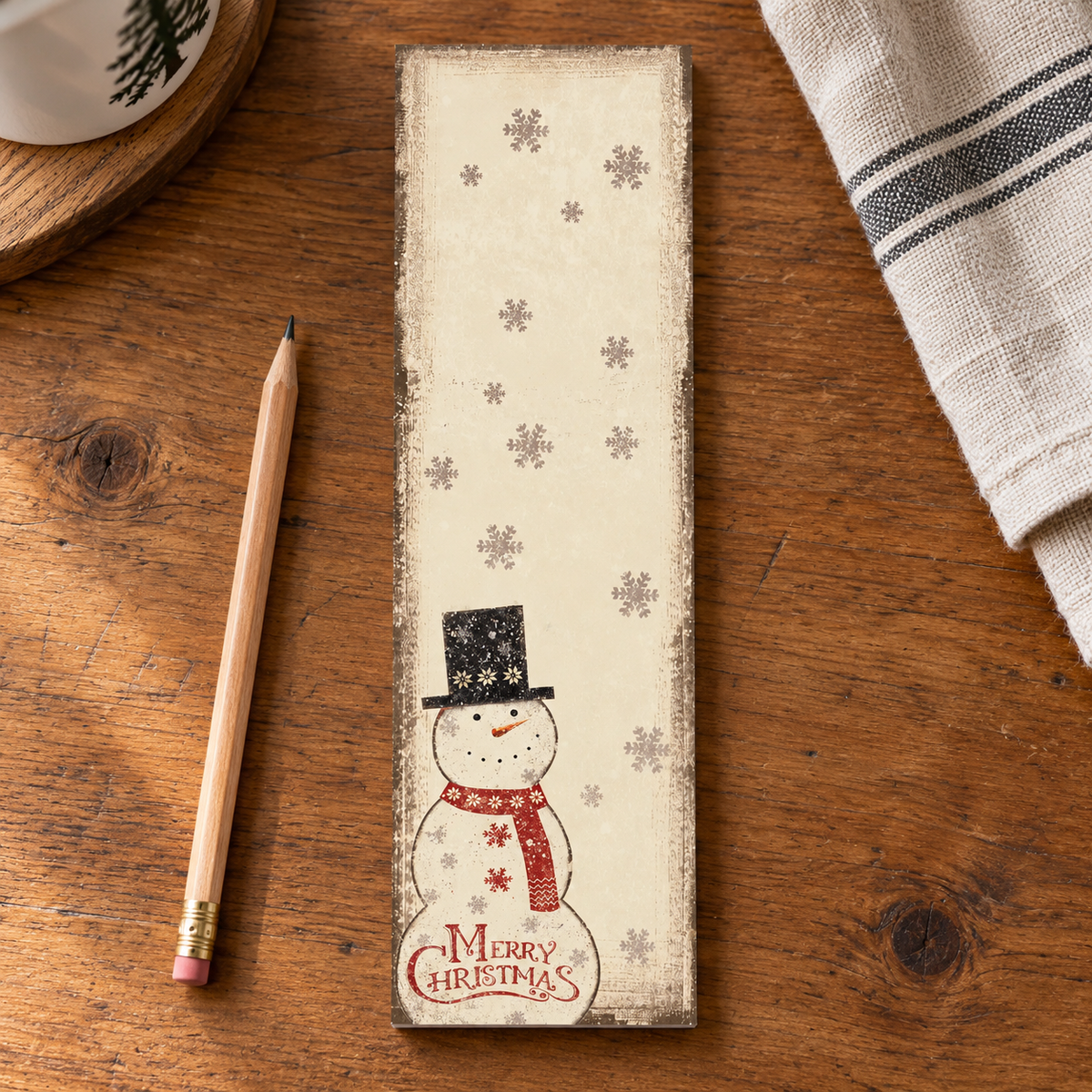 Merry Christmas Snowman Magnetic List Pad