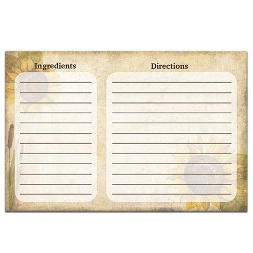 Sunflower Recipe Cards