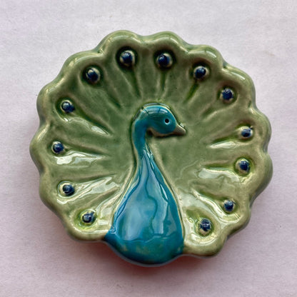 Colorful Peacock Ceramic Dish