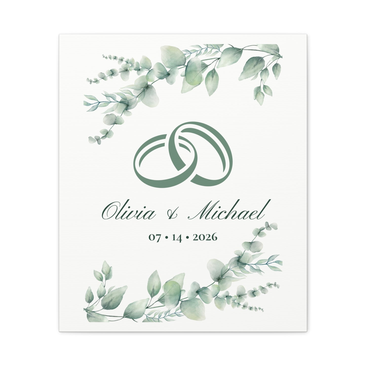 Personalized Interlocking Rings Canvas Wall Art