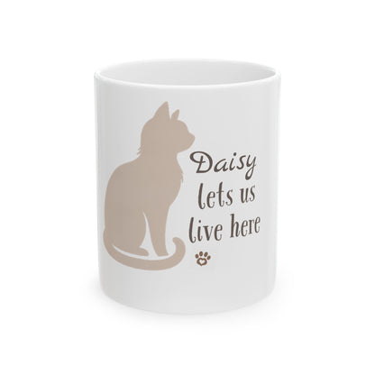 [Pet Name] Lets Us Live Here Cat Mug