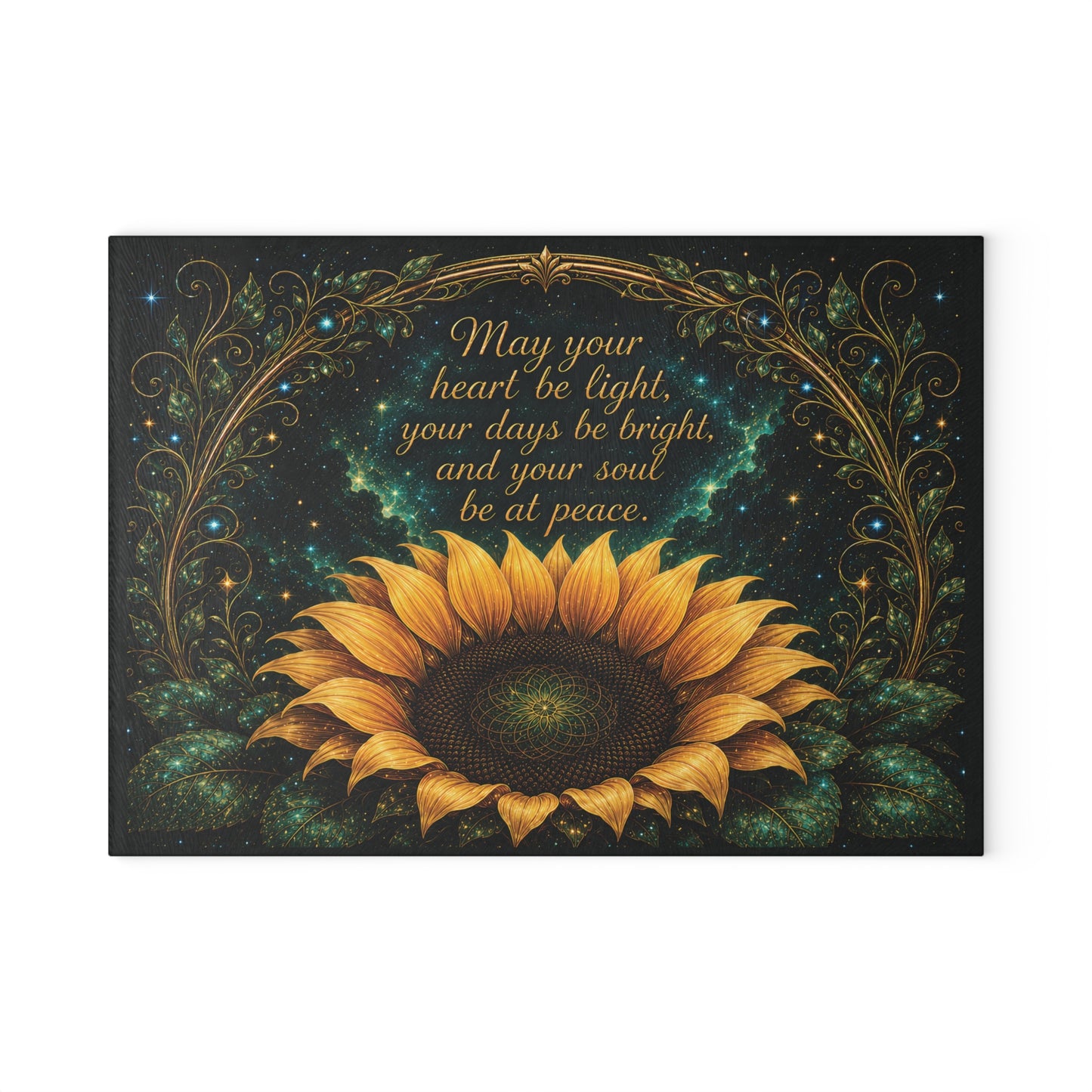 Sunflower Blessing Glass Cutting Board