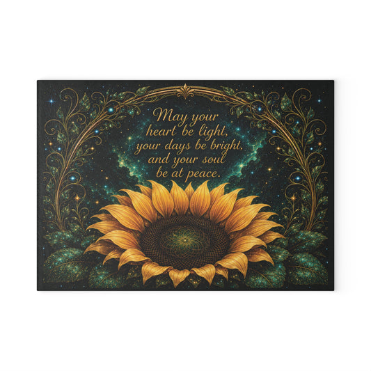 Sunflower Blessing Glass Cutting Board