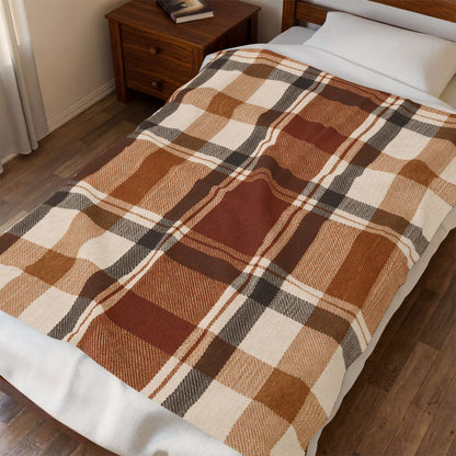 Tobacco + Cream Heritage Plaid Plush Throw