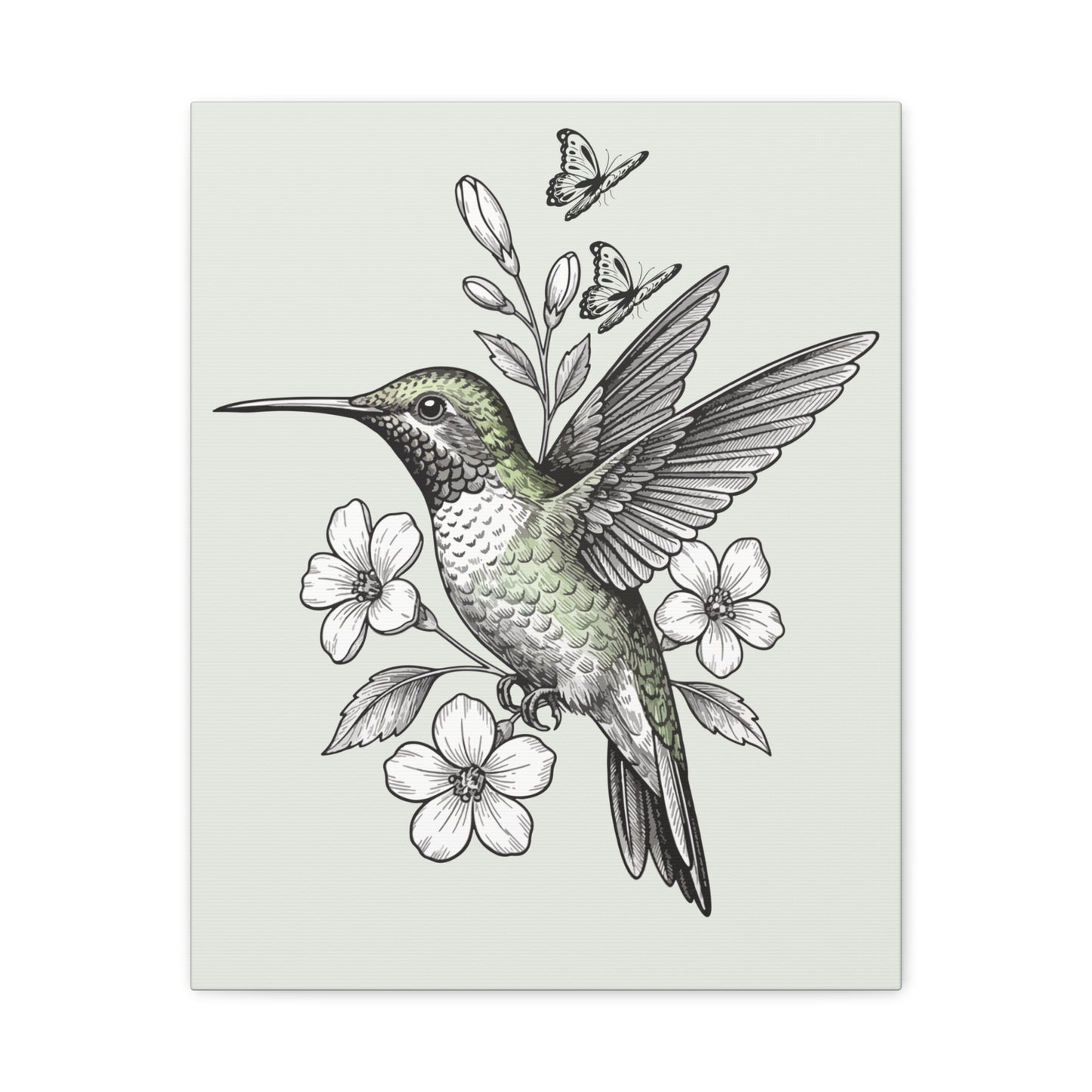 Hummingbird Botanical Canvas Wall Art