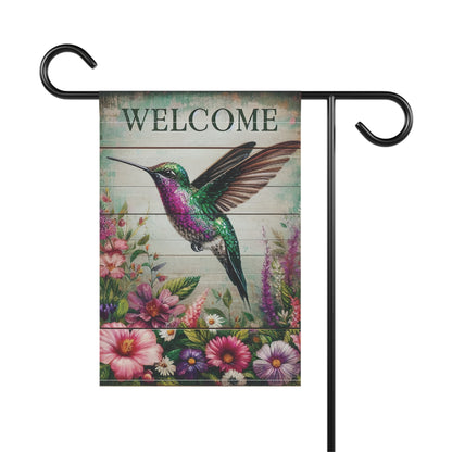 Cottage Garden Hummingbird Welcome Garden Flag