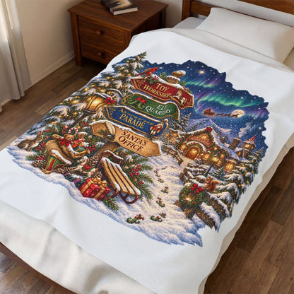 Christmas at Santa's Workshop Plush Throw