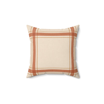 Warm Cream + Rust Windowpane Plaid Accent Pillow