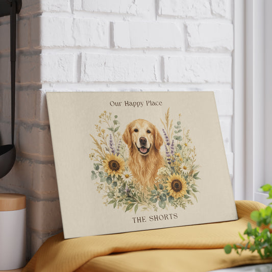 Our Happy Place Personalized Glass Cutting Board
