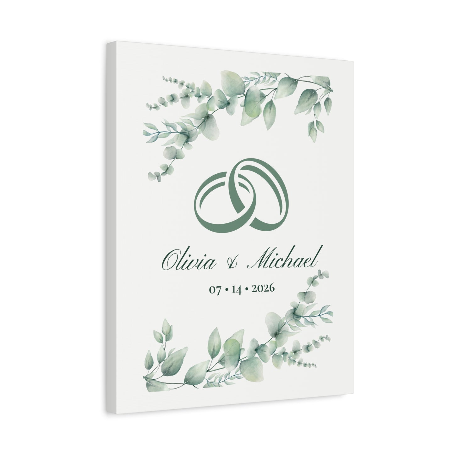 Personalized Interlocking Rings Canvas Wall Art
