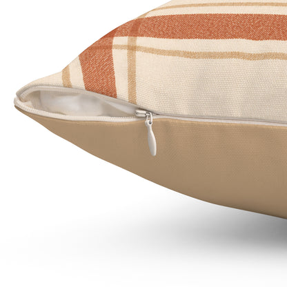 Warm Cream + Rust Windowpane Plaid Accent Pillow