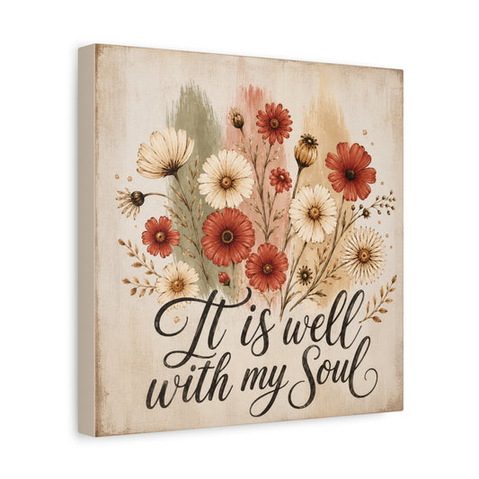 It Is Well With My Soul Floral Canvas Wall Art