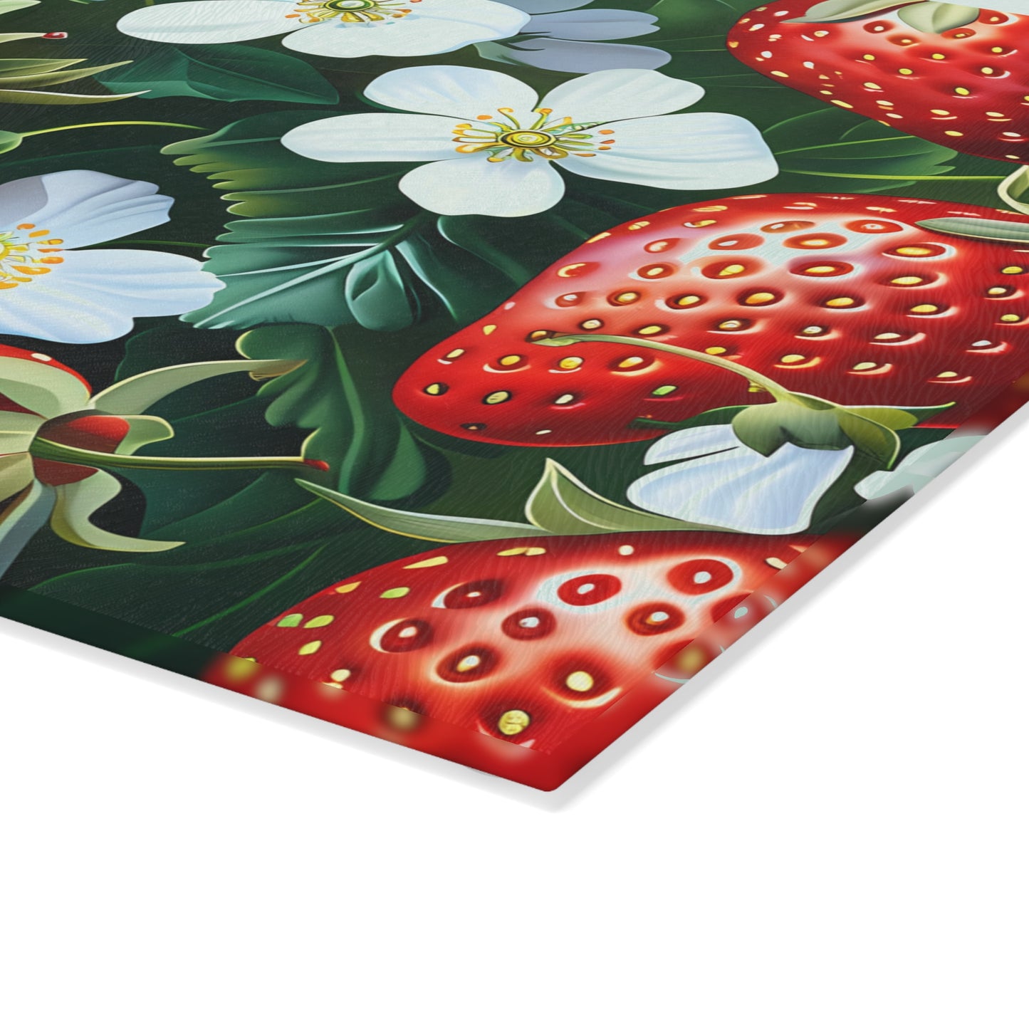 Strawberry Blossom Glass Cutting Board