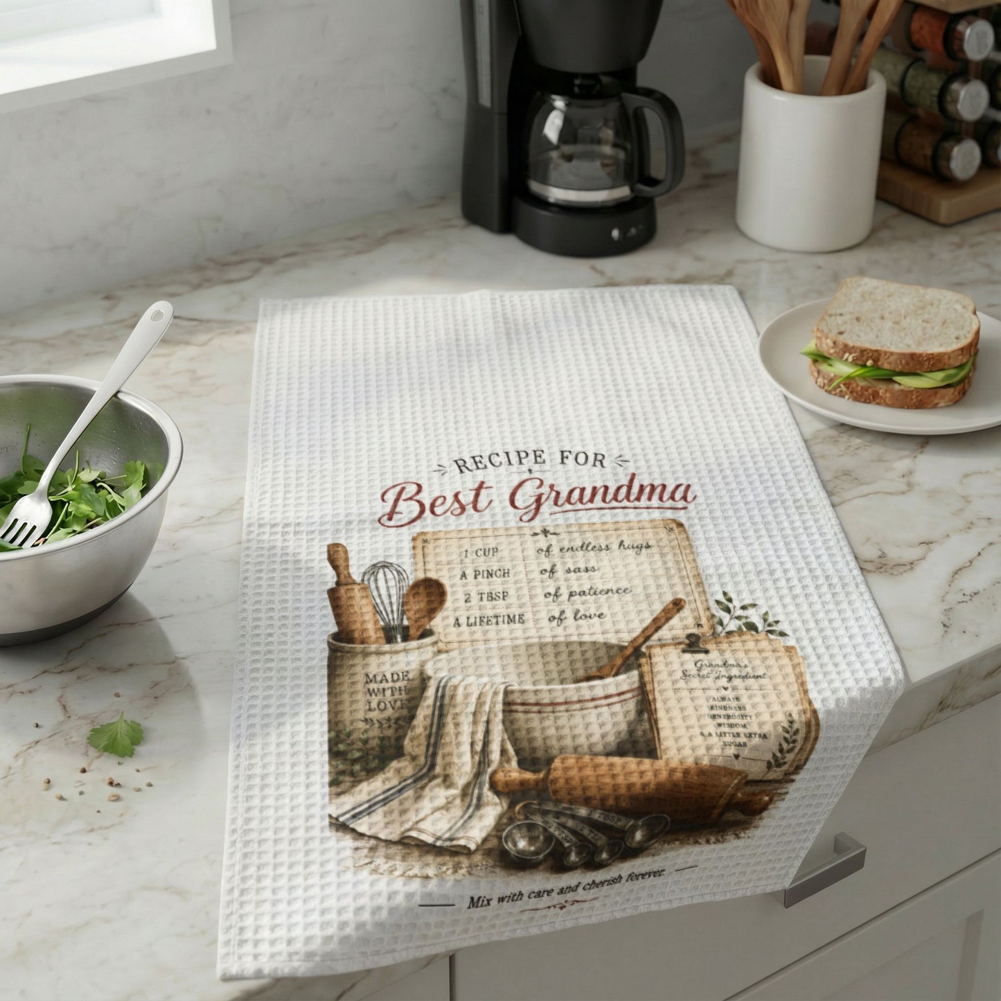 Best Grandma Recipe Waffle Weave Kitchen Towel