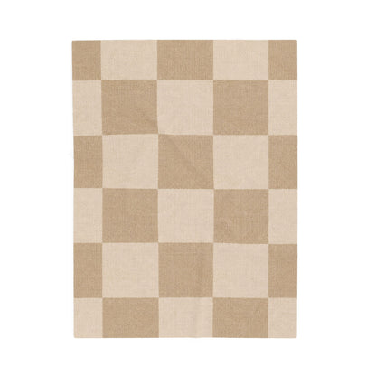 Cream + Camel Checkerboard Plush Throw