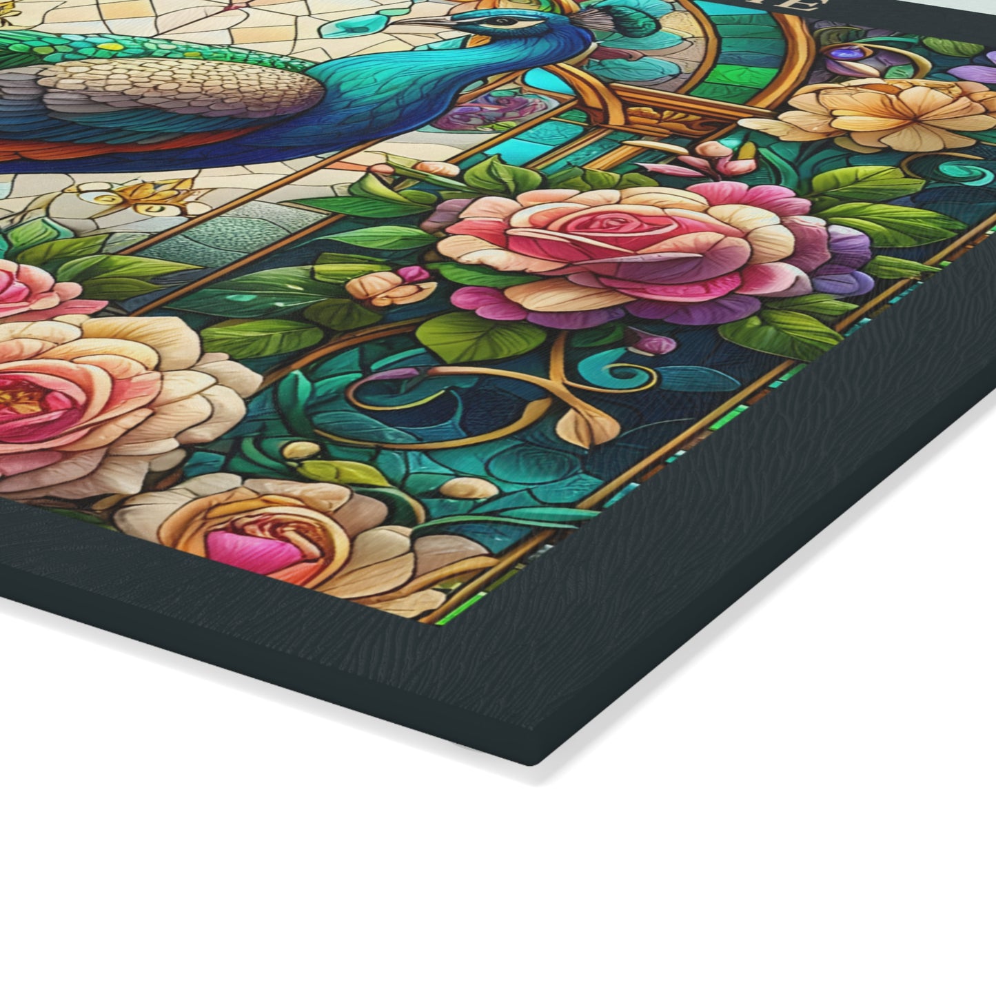 A Graceful Welcome Personalized Glass Cutting Board
