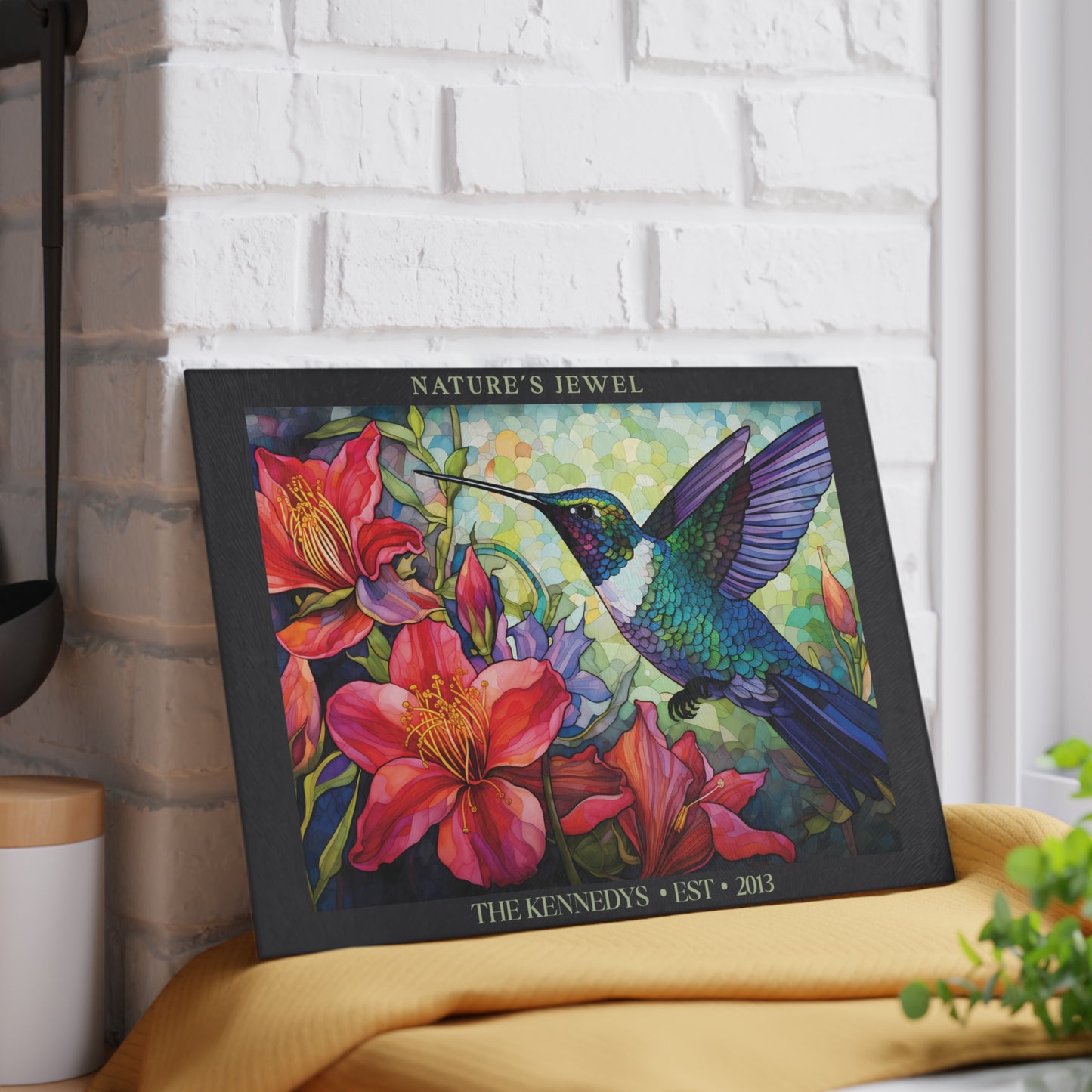 Nature's Jewel Personalized Glass Cutting Board