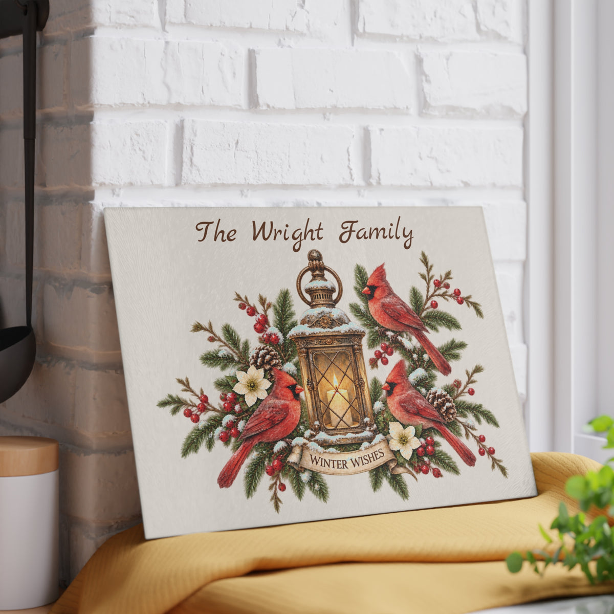 Winter Wishes Glass Cutting Board