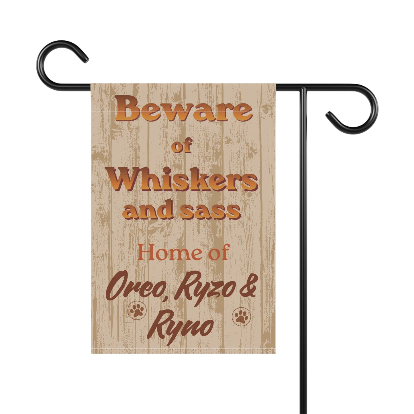 Beware of Whiskers and Sass Personalized Garden Flag