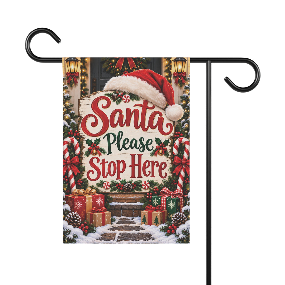 Santa Please Stop Here Garden Flag