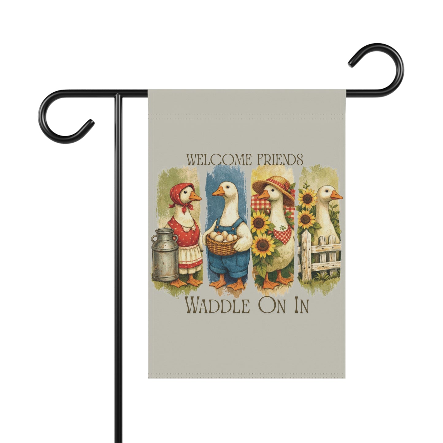 Welcome Friends Waddle On In Goose Garden Flag