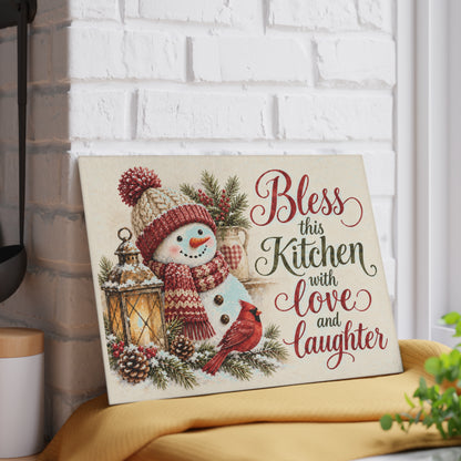 Snowman Blessing Glass Cutting Board