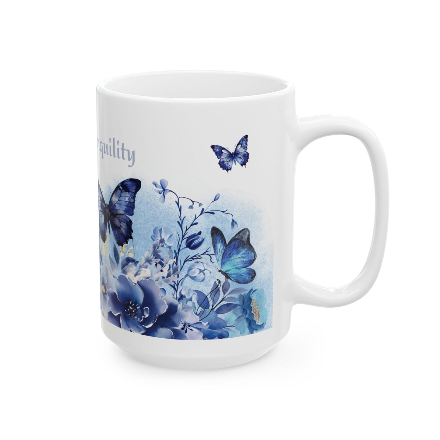 Morning Tranquility Blue Butterfly Garden Mug