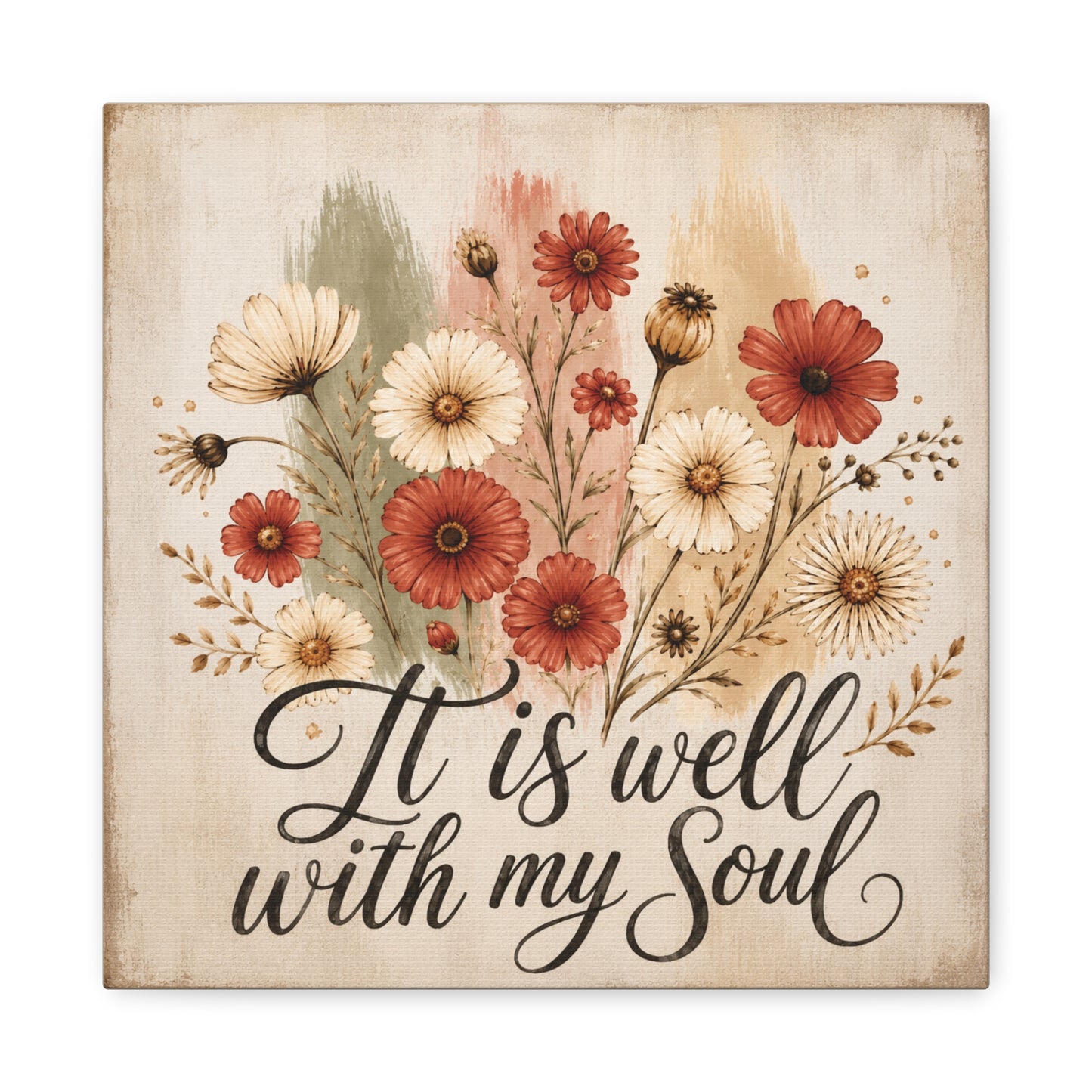 It Is Well With My Soul Floral Canvas Wall Art