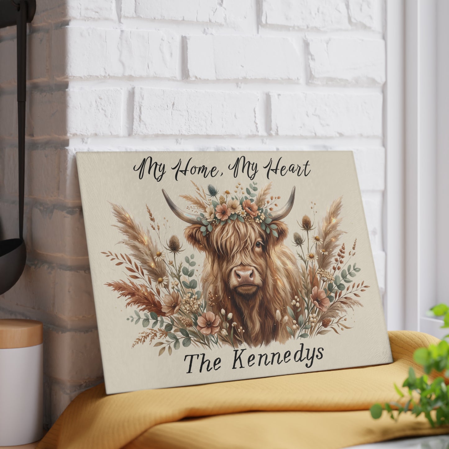 My Home, My Heart Personalized Glass Cutting Board
